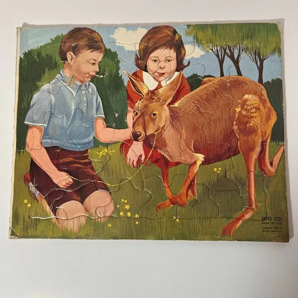Vintage Wooden Picture Tray Puzzles Sifo Co Lot of 4 1954
